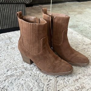 Suede ankle booties, brown, coastal cowgirl